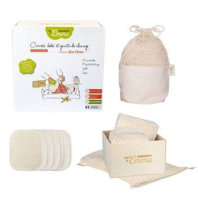 Tendances d'Emma Kit EcoChou Eucalyptus 10 carrés+10 gants+1 filet+ 1 boite