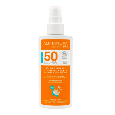 Spray Solaire Bio Enfants Haute Protection SPF50 (Visage & corps) 125gr Alphanova Sun