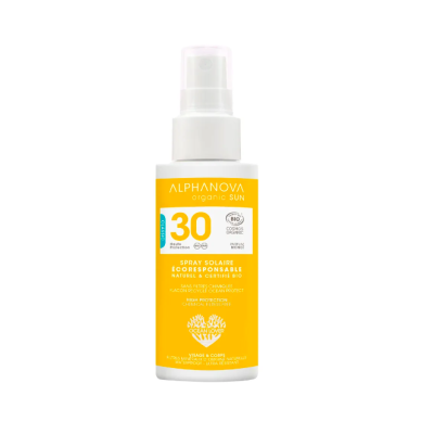 Spray Solaire Bio Haute Protection SPF30 (Visage & corps - Format poche) 50gr Alphanova Sun