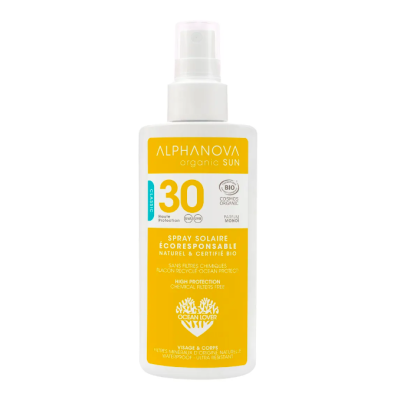 Spray Solaire Bio Haute Protection SPF30 (Visage & corps) 125gr Alphanova Sun