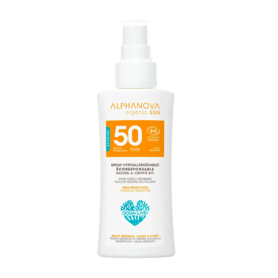 Spray Solaire Bio Haute Protection SPF50 (Visage & corps - Format voyage) 90gr Alphanova Sun