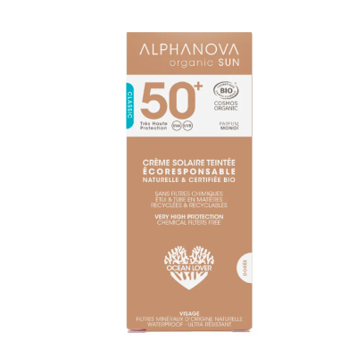 Crème Solaire Bio Teintée Médium SPF 50+ (Visage) 50gr Alphanova Sun