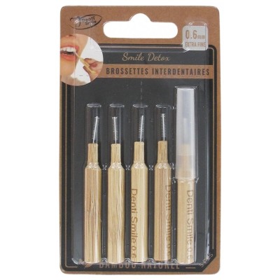 Lot de 5 Brossettes Interdentaires Bambou Naturel 0,6mm Les Ultimes - Denti Smile