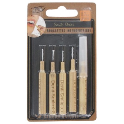 Lot de 5 Brossettes Interdentaires Bambou Naturel 0,7mm Les Ultimes - Denti Smile