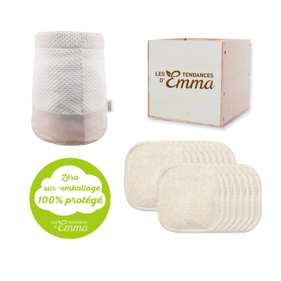 Kit Eco Belle Bois Bambou Écru (15 carrés démaquillants) Les Tendances d'Emma