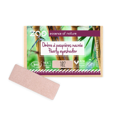 Recharge Ombre à Paupières Nacrée Beige Rose 102 certifiée Bio et Vegan ZAO MakeUp