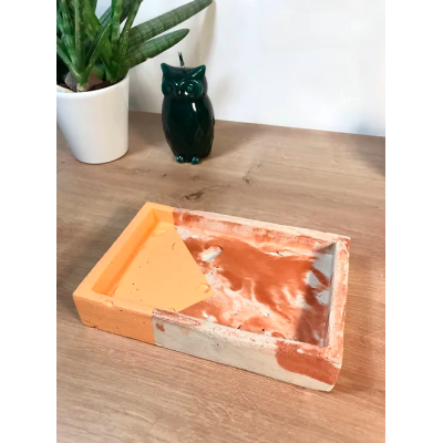 Vide-Poche Béton Marbré Terracotta et Doré Victoria Paulus Design