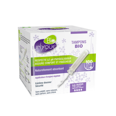 Tampons BIO avec applicateur végétal (Flux super) Unyque
