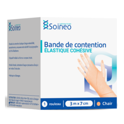 BANDE de CONTENTION élastique cohésive chair 3mx7cm (Entorses, Tendinites, Phlébologie) SOINEO