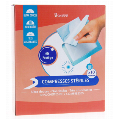 Compresses Stériles gaze 7,5/7,5cm x10 Soineo