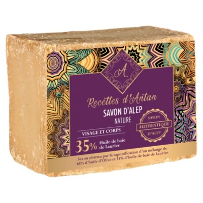 Authentique Savon d'Alep 35% Pain de 200gr Recettes d'Antan