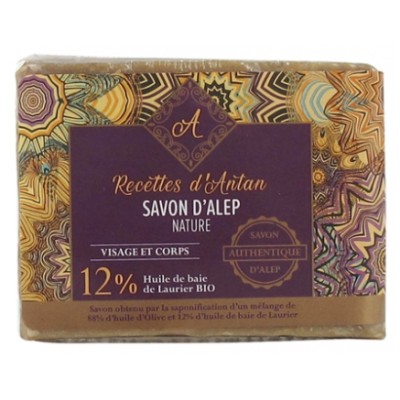 Authentique Savon d'Alep 12% Pain de 200gr Recettes d'Antan
