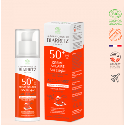 Crème Solaire Bébé-Enfants Bio SPF50+ 50ml Laboratoires de Biarritz - Solaires