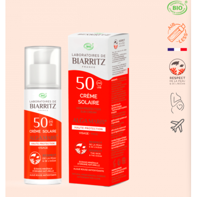 Crème Solaire Visage Bio SPF50 50ml Laboratoires de Biarritz - Solaires