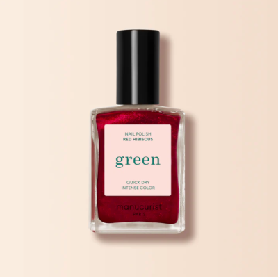 Vernis GREEN Rouge pailleté Red Hibiscus Manucurist
