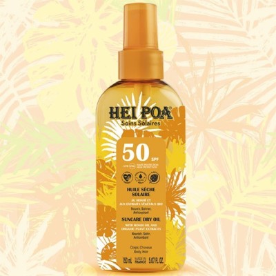 Huile Solaire Monoï SPF50 Corps & Cheveux Hei Poa