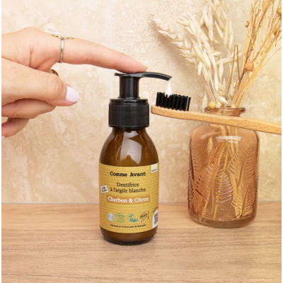 Dentifrice en pâte à l'Argile Blanche au Charbon Végétal et Citron - Version 2 Comme Avant