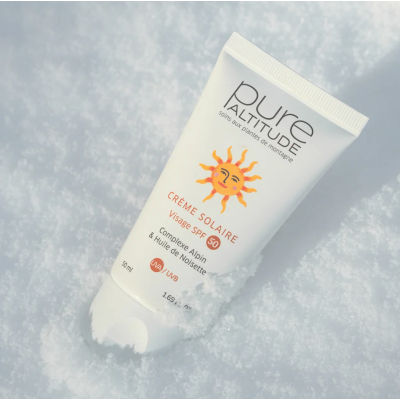 Crème Solaire SPF50 au Complexe Alpin & l'Huile de Noisette (Visage & Corps) Pure Altitude
