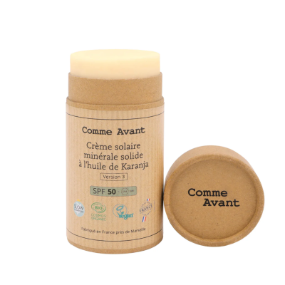 Crème solaire SPF50 minérale solide à l'huile de Karanja - Version 3 Comme Avant