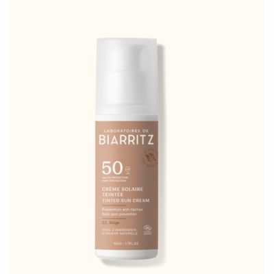 Crème Solaire Visage Teintée Beige SPF50 certifiée Bio Laboratoires de Biarritz