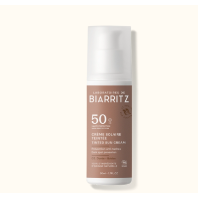 Crème Solaire Visage Teintée Dorée SPF50 certifiée Bio Laboratoires de Biarritz