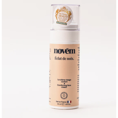 Crème de Jour Hydratante visage Huile de Noix, Acide Hyaluronique et Prébiotiques Novëm