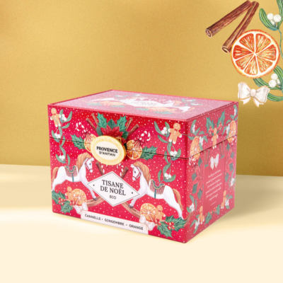 Coffret de Noël 2025 métal Tisane de Noël Orange & Cannelle Bio Provence d'Antan