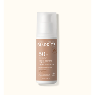 Crème Solaire Visage Teintée Beige SPF50 Bio Laboratoires de Biarritz