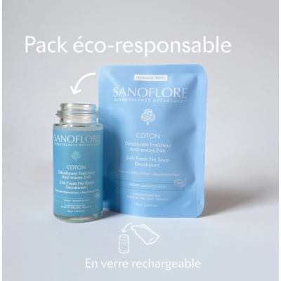 Recharge Déodorant Coton 24h Roll-On Bio Sanoflore