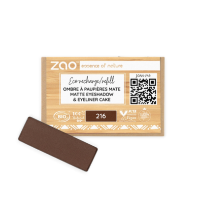 Recharge Ombre à Paupière Mate Rectangle Brun 216 Bio ZAO MakeUp
