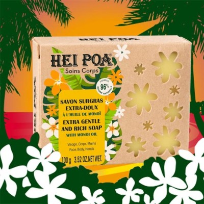 Savon Surgras Monoï Visage, Corps, Mains Hei Poa