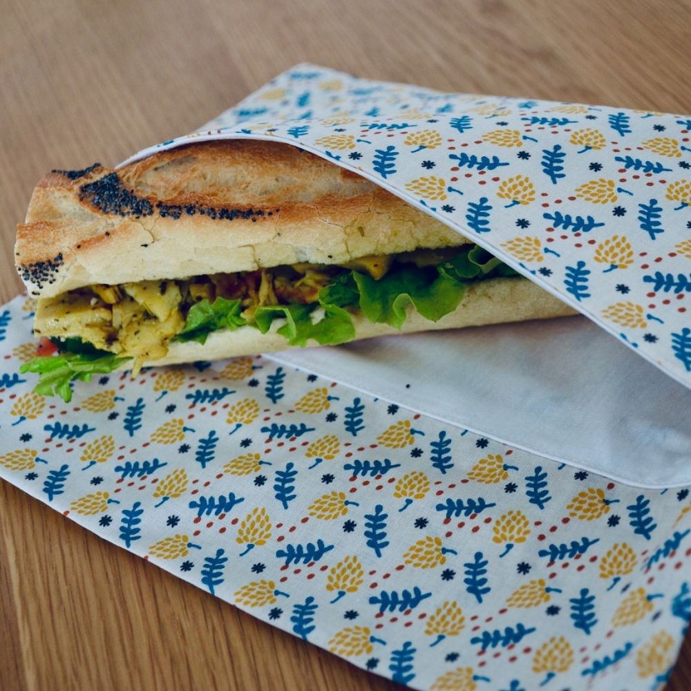 Sac à sandwich format baguette en tissu réutilisable et lavable